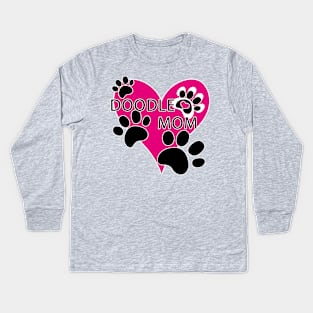 Doodle Dog Mom Big Heart Paw Prints Kids Long Sleeve T-Shirt